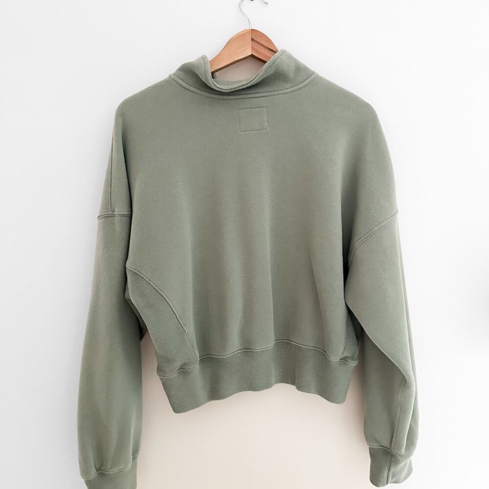 Abercrombie & Fitch Essential Sunday Half-Zip Sweatshirt - Green Size Small - Picture 4 of 5